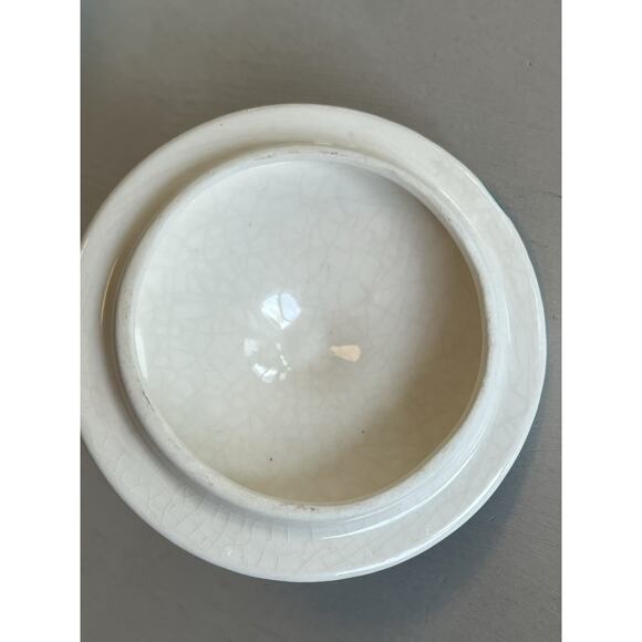 Hand Painted Porcelain Sugar Or Honey Bowl Lid Blue Pink Roses Gold Trim Signed - Picture 10 of 16